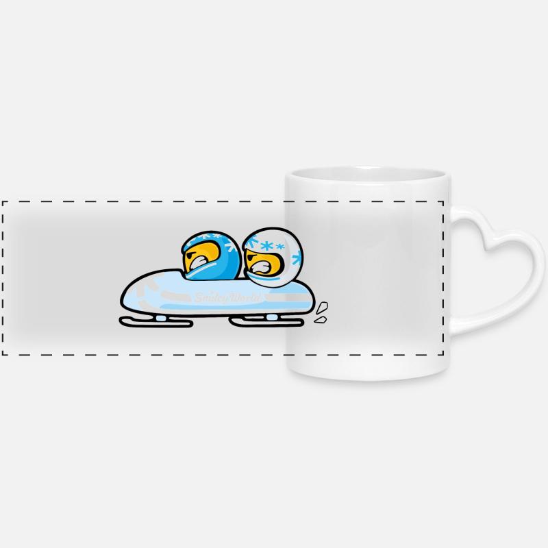Smiley Bobsleigh - Mug panoramique avec anse en forme de cœur - blanc