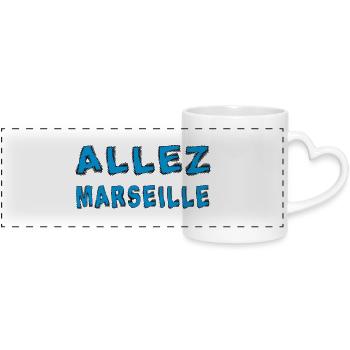 Allez marseille - Mug panoramique avec anse en forme de cœur - blanc - Devant