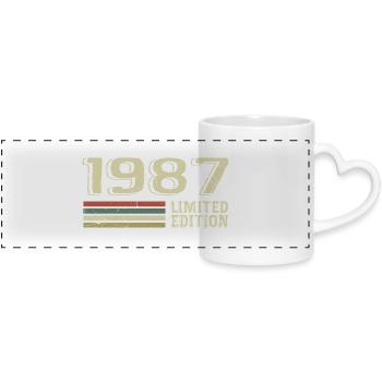 Jahrgang 1987 Geburtstag 1987 Jahrgang 1987 - Panoramatasse mit Herzhenkel - Weiß - Vorne