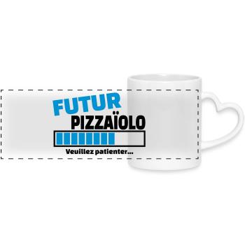 futur pizzaïolo - Mug panoramique avec anse en forme de cœur - blanc - Devant