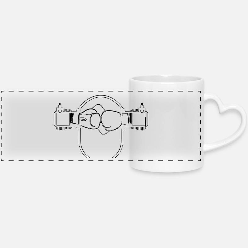 Boxer engine - Panoramic mug with heart handle - white