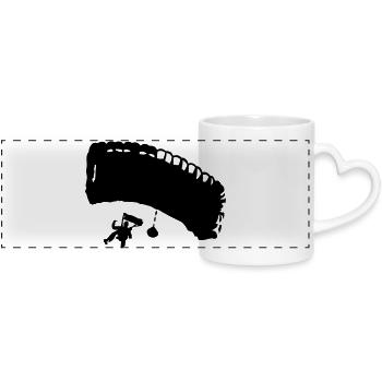 fallschirm_8 - Panoramic mug with heart handle - white - Front