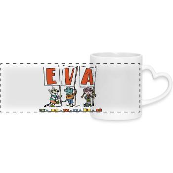Maiden name Eva - Panoramic mug with heart handle - white - Front