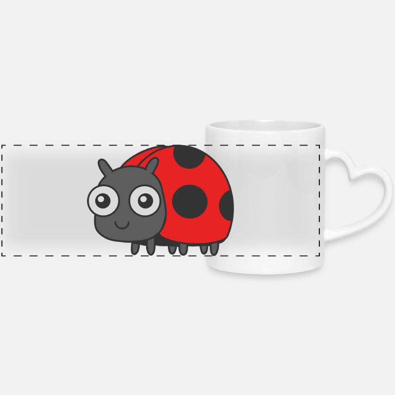 Lucky beetle - Panoramic mug with heart handle - white