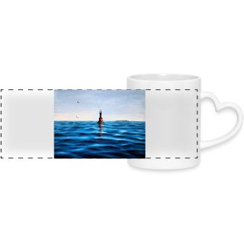 Lighthouse over Calm Blue Adriatic Sea Croatia - Panoramic mug with heart handle - white - Front