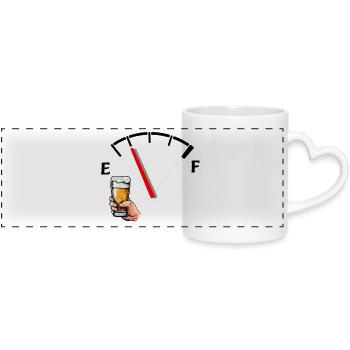Beer and Tank Gauge Cartoon - Panoramic mug with heart handle - white - Front