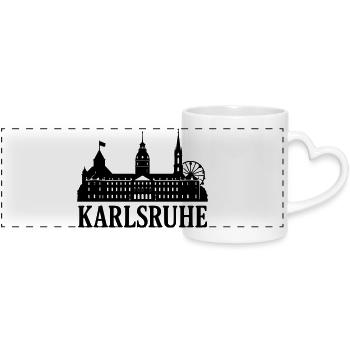 Karlsruhe Landmark Silhouette - Panoramic mug with heart handle - white - Front