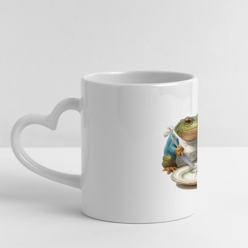 Frog Dinner: Fly on a Plate Panoramic mug with heart handle
