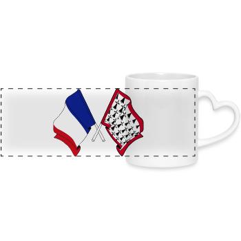 Limousin und französische Flagge - Panoramatasse mit Herzhenkel - Weiß - Vorne