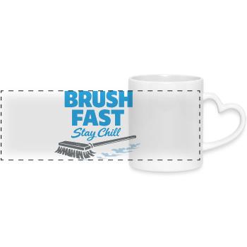 Curling, balayage drôle, cardio dur avec balai - Mug panoramique avec anse en forme de cœur - blanc - Devant