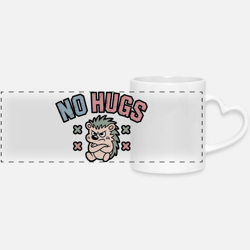 No Hugs Hedgehog süßer Igel - Panoramatasse mit Herzhenkel - Weiß