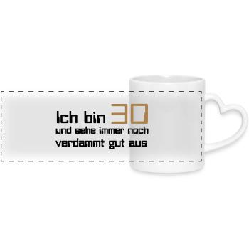 30 - Panoramic mug with heart handle - white - Front