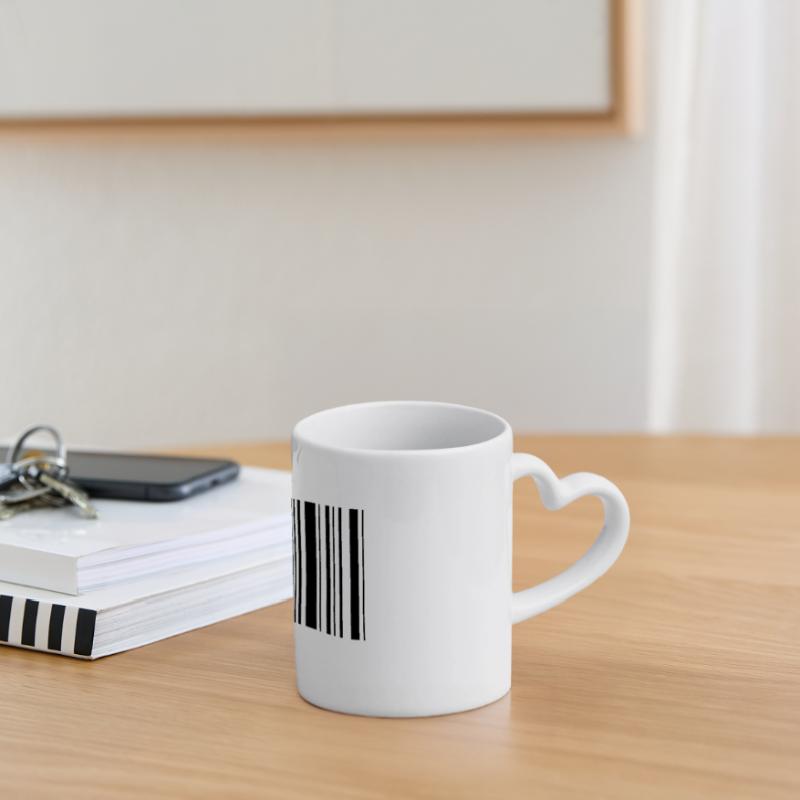 Bar code Panoramic mug with heart handle