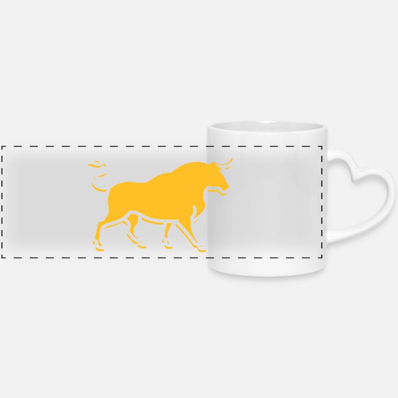 A Wild Bull - Panoramic mug with heart handle - white