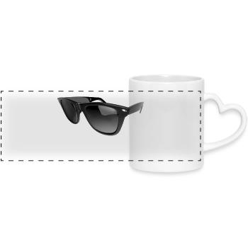 Lunettes de soleil - Mug panoramique avec anse en forme de cœur - blanc - Devant