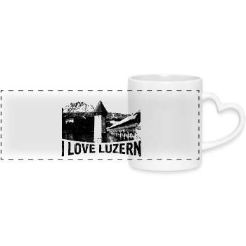 I love LUCERNE with Chapel Bridge - Panoramic mug with heart handle - white - Front