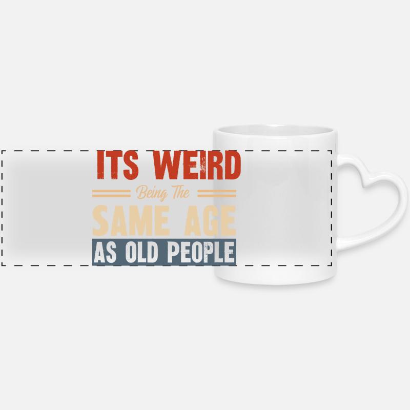 Funny Phrase About The Passage Of Time - Panoramic mug with heart handle - white