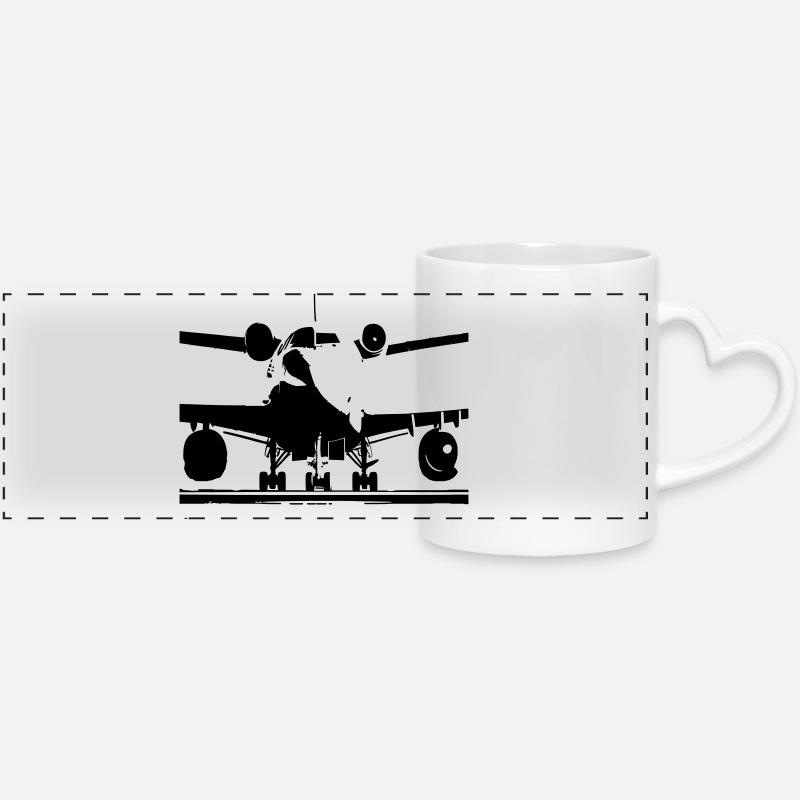PLANE - Panoramic mug with heart handle - white