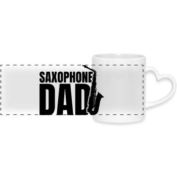 Saxophone Papa - Panoramic mug with heart handle - white - Front