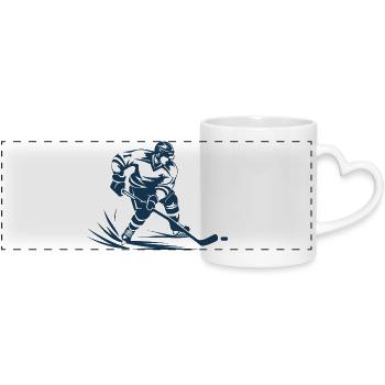Eishockeyspieler - Panoramatasse mit Herzhenkel - Weiß - Vorne