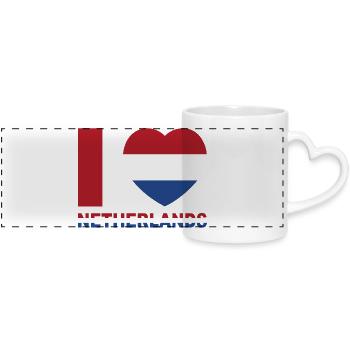 Coeur avec drapeau des Pays-Bas - Mug panoramique avec anse en forme de cœur - blanc - Devant