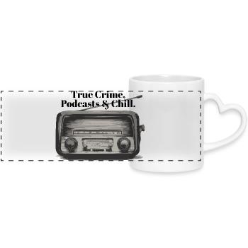 Murder Podcasts & Chill | Retro Radio Crime Design - Panoramic mug with heart handle - white - Front