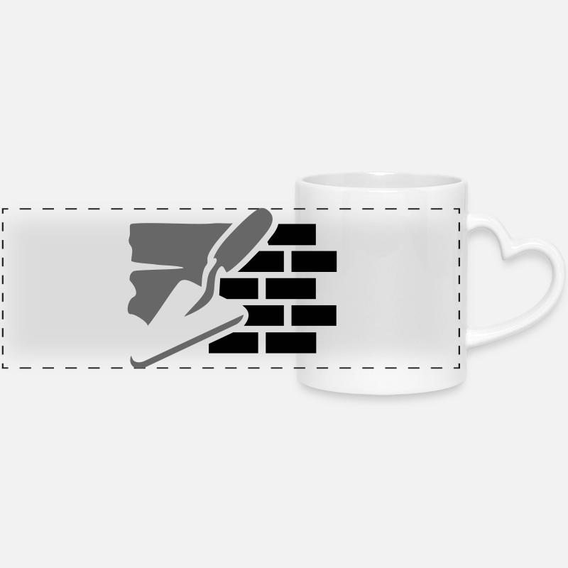 Maurer Hausbau Logo - Trowel, Plaster & Bricks - Panoramic mug with heart handle - white