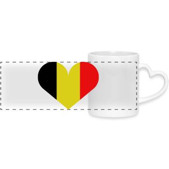 Belgian heart-shaped flag - Panoramic mug with heart handle - white - Front