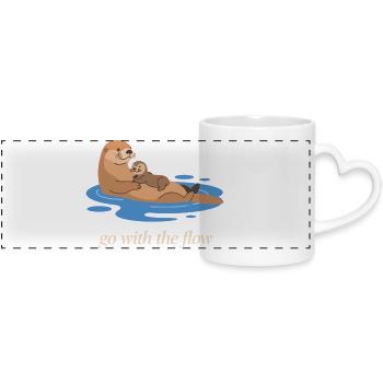 Otter Duo : Laisse Aller avec le Courant - Mug panoramique avec anse en forme de cœur - blanc - Devant