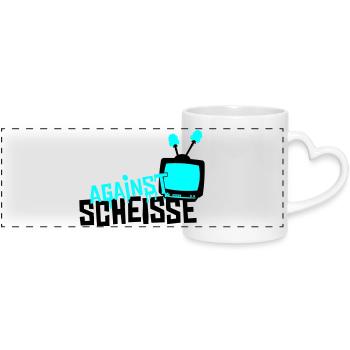 against shit - television - Panoramic mug with heart handle - white - Front