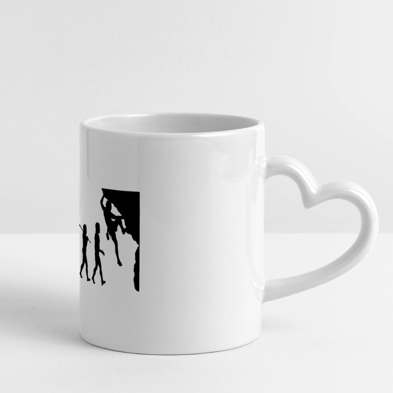Rock Climbing Evolution Panoramic mug with heart handle