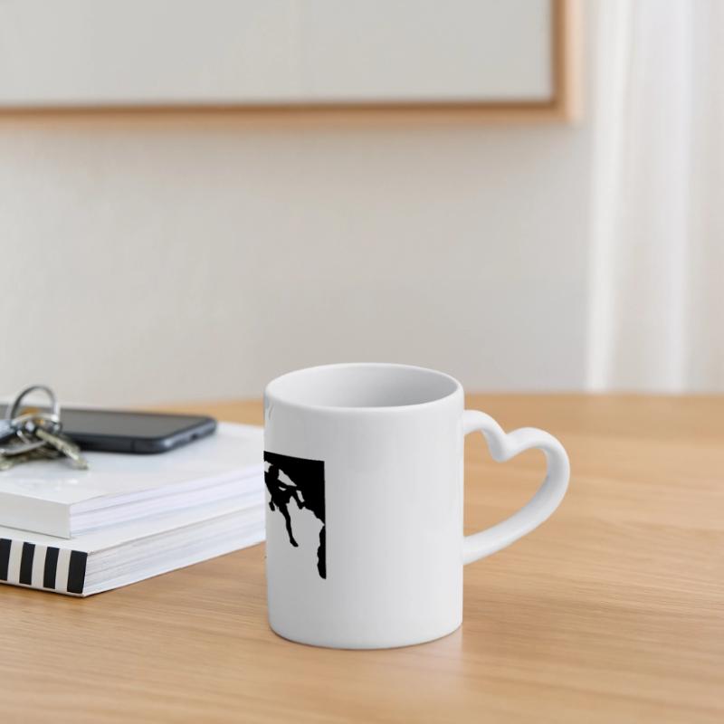 Rock Climbing Evolution Panoramic mug with heart handle