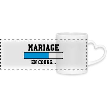 Mariage en cours ... - Mug panoramique avec anse en forme de cœur - blanc - Devant