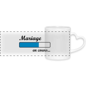 Mariage en cours ... - Mug panoramique avec anse en forme de cœur - blanc - Devant
