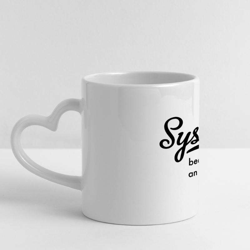Sysadmin Panoramic mug with heart handle
