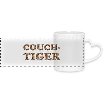 Pun ambiguous expression - couch tiger - Panoramic mug with heart handle - white - Front