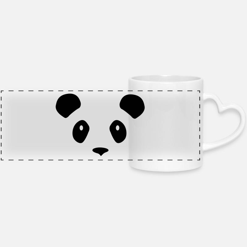 Panda - Panoramic mug with heart handle - white