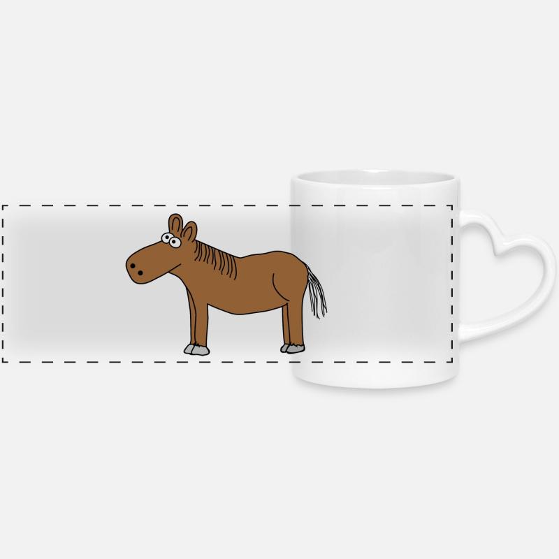 Chevaux - Mug panoramique avec anse en forme de cœur - blanc