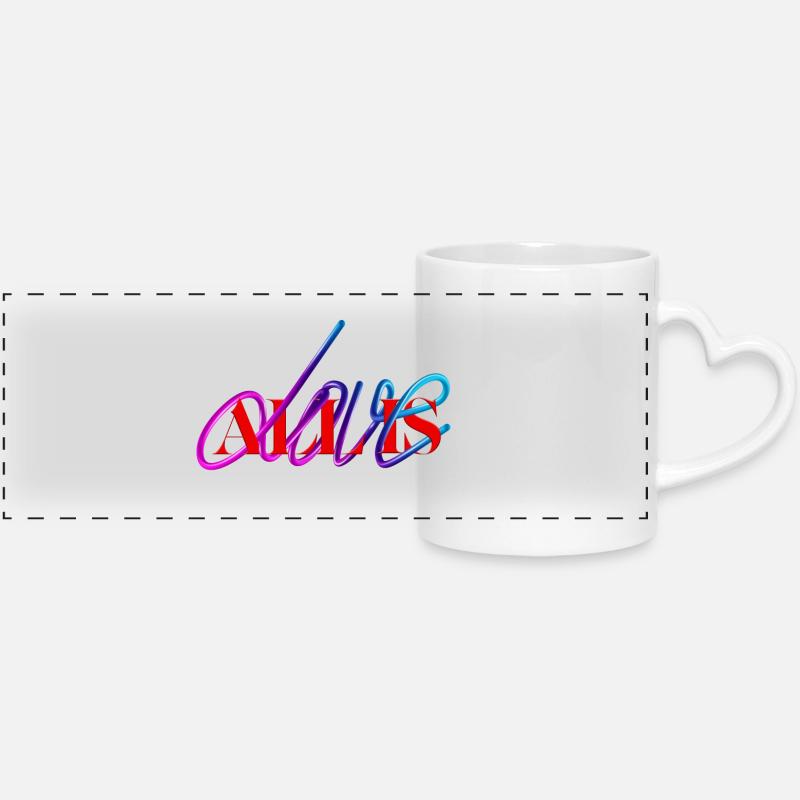Tout est amour - Mug panoramique avec anse en forme de cœur - blanc