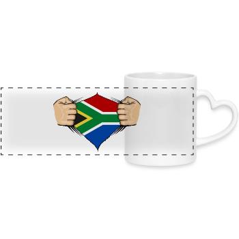 Conception du drapeau de l’Afrique du Sud - Mug panoramique avec anse en forme de cœur - blanc - Devant