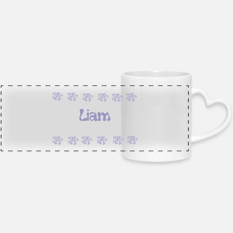 Liam Lavender Bubbles - Panoramic mug with heart handle - white