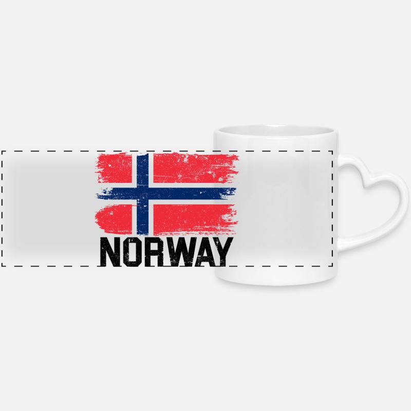 Nordic Grunge Norway Flag - Panoramic mug with heart handle - white