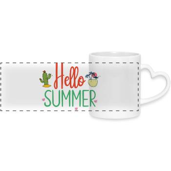 Hallo Sommer - Panoramatasse mit Herzhenkel - Weiß - Vorne