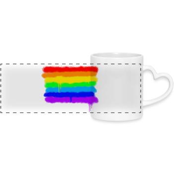 Pride Rainbow Colours / RGB Graffiti - Panoramic mug with heart handle - white - Front