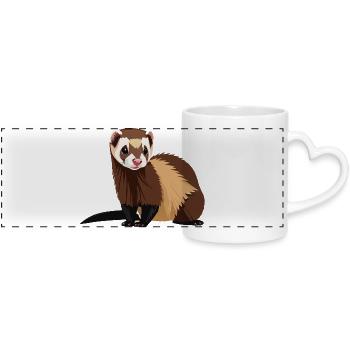 Beautiful Ferret for Animal Lovers - Panoramic mug with heart handle - white - Front