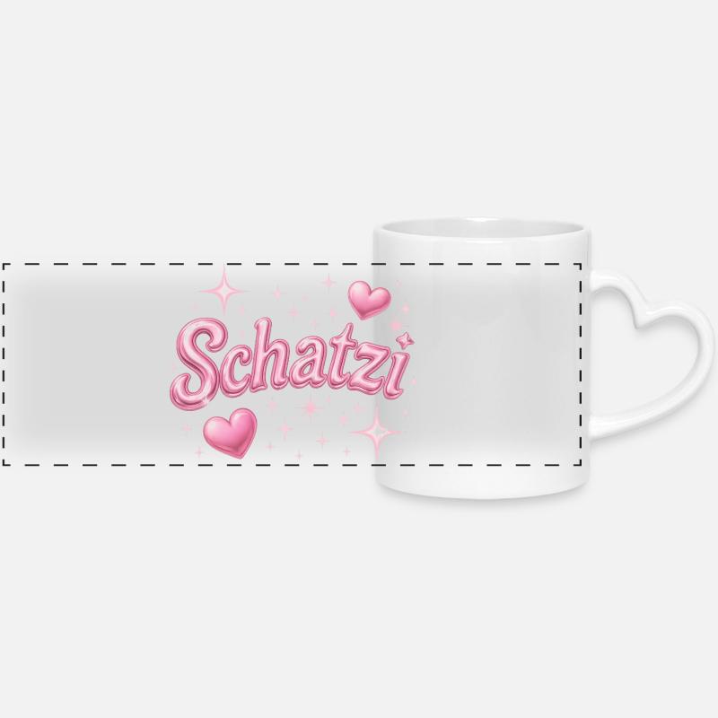 schatzi / Y2K Style - Mug panoramique avec anse en forme de cœur - blanc