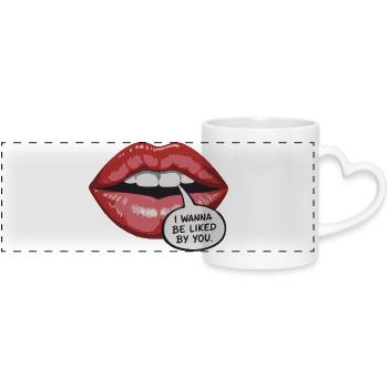Bold Lip Pop Art: Be Liked - Panoramic mug with heart handle - white - Front
