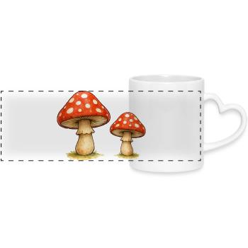 Red Toadstool Duo - Panoramic mug with heart handle - white - Front