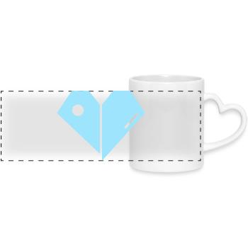 Geometric Blue Heart - Panoramic mug with heart handle - white - Front
