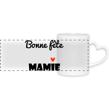 GRANNY. MAMMA. GRANDMOTHER. MOTHER'S DAY. PARTY - Panoramic mug with heart handle - white - Front